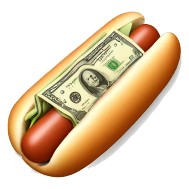hot dog with money sticker