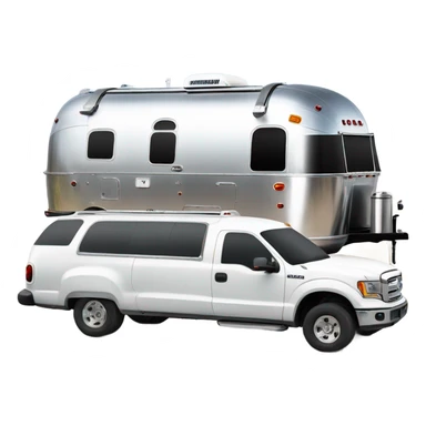 Airstream being towed by white truck sticker