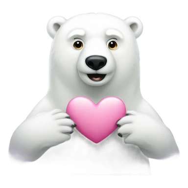 A polar bear with a pink heart sticker