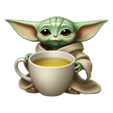 Baby Yoda is drinking tea sticker
