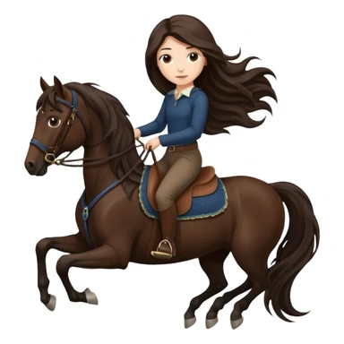 Girl on a dark brown horse sticker