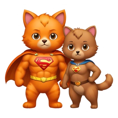 à super hero cat and his little bear girlfriend  sticker