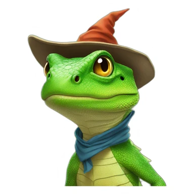 lizzard with wizard hat sticker