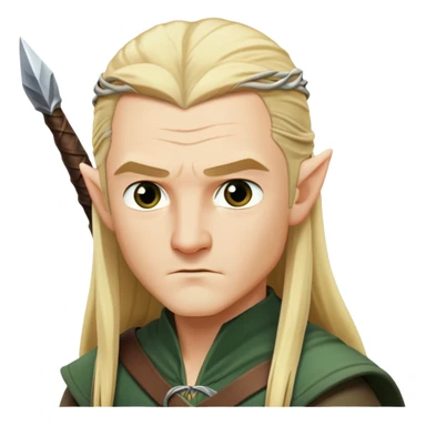 Legolas with serious expression, long blond hair sticker
