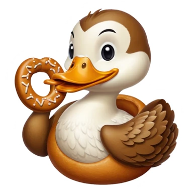 Duck eating pretzel sticker