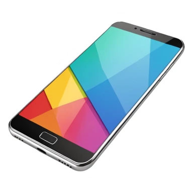 modern smartphone in 3D chrome metallic style, highly reflective and shiny, colorful screen, realistic details sticker