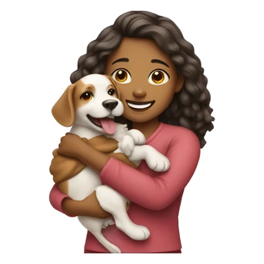 girl holding dog and smiling sticker