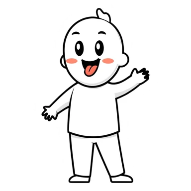 tongue out with hands to the side sticker