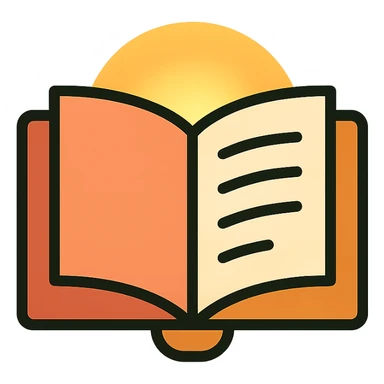 the first page of a book, open, with a soft glow, inviting and warm atmosphere sticker