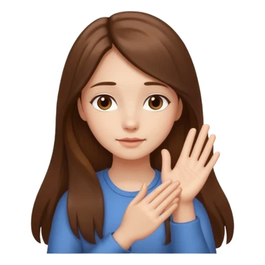 chica tranquila, manos juntas en gesto de calma sticker