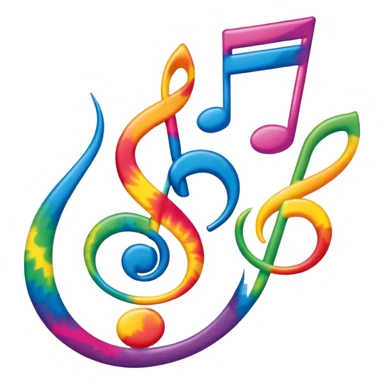 Tie-dye music notes  sticker
