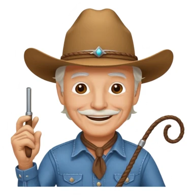 Give this emoji 🤠 a whip make it an old white guy with a whip  sticker