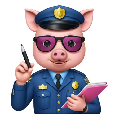 pig Police writing ticket with sunglasses on sticker