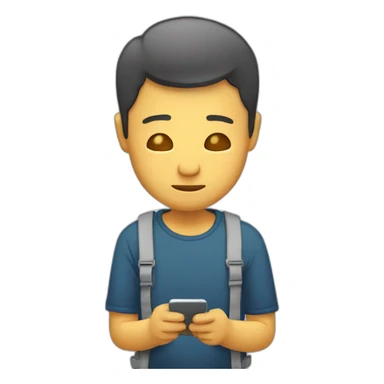 man looking down on a smartphone  sticker