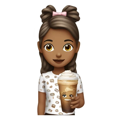 Girl with iced coffee wearing bow print top sticker