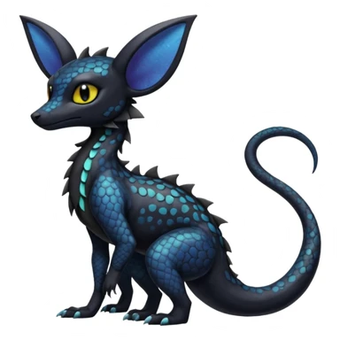 Anthropomorphic Scaley Exotic Salandit-Noibat-Umbreon-Fakémon-hybrid-creature (full body)  sticker