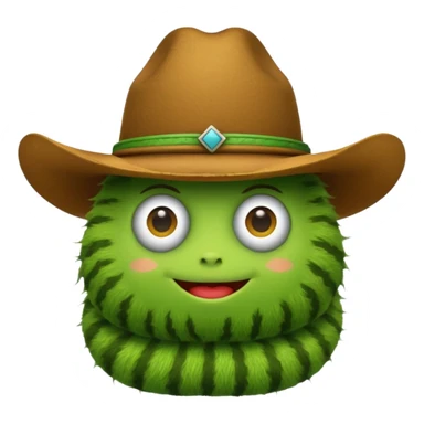 caterpillar emoji with a cowboy hat on sticker