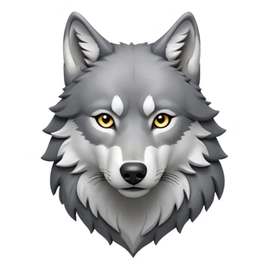cinematic-noble-wolf-portrait-emoji,-poised-and-regal,-with-a-strong,-lean-build-and-a-sleek,-fur-of-grey-and-white,-deep-set-soulful-piercing-eyes,-simplified-yet-sharp-and-sophisticated-features,-highly-detailed,-full-body, zoomed out showing shoulders sticker