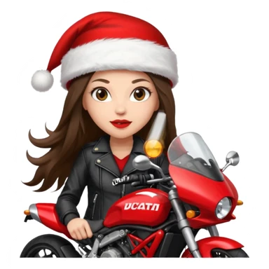 biker girl brune long hair moto christmas ducati sticker