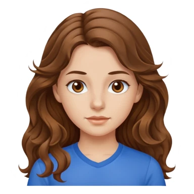brown hair, hazel eyes, blue athletic shirt, wavy long hair pretty girl sticker