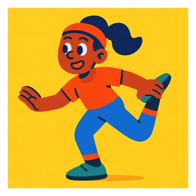 person doing a leg stretch, vibrant cartoon style sticker
