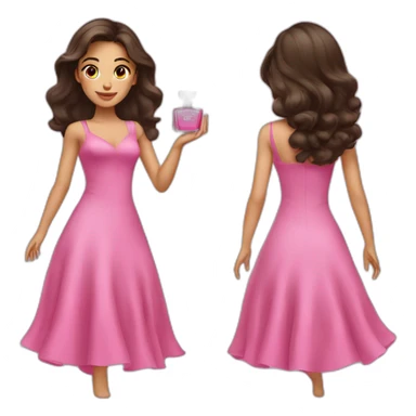 woman brunette with perfume dressed in pink dress sticker