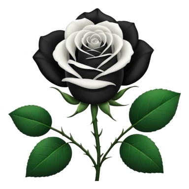Black and white rose combine with stems sticker
