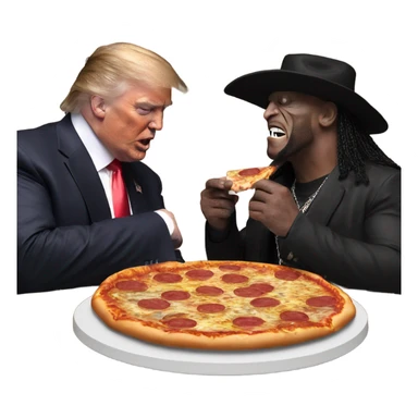 Donald trump eating pizza with the undertaker (from WWE) sticker