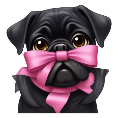 Black pug with pink bow sticker