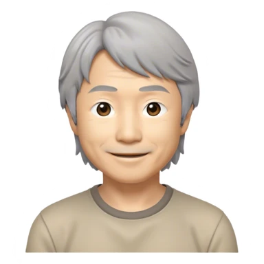 ​Cinematic Realistic Portrait of a Smiling Shigeru Miyamoto, depicted with warm, approachable features, gentle grey-tinted hair, and kind, expressive eyes, set against a subtle backdrop hinting at iconic video game imagery, rendered with lifelike textures and soft, inviting lighting that captures his innovative spirit, sticker
