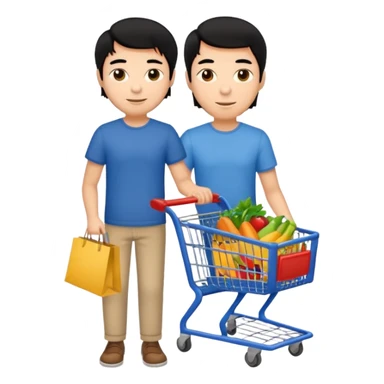 man-with-a-shopping-cart-full-body black hair sticker