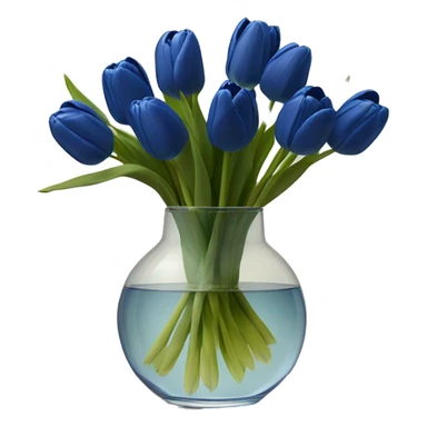 Navy blue tulips in glass vase  sticker