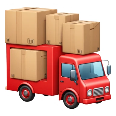 red delivery truck with packages sticker