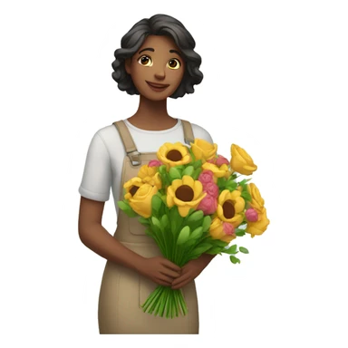 Florista with bouquet in hands sticker