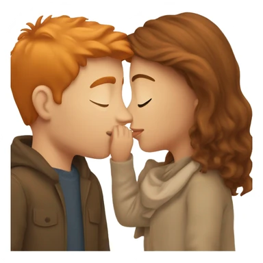Brown hair girl kissing ginger guy sticker