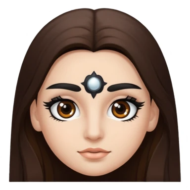 Eye black and big, eyelashes long, eyebrows black, skin white, and so beautiful hair long and brown skin tone white,hair brown and long and some brown long hair long hair sticker