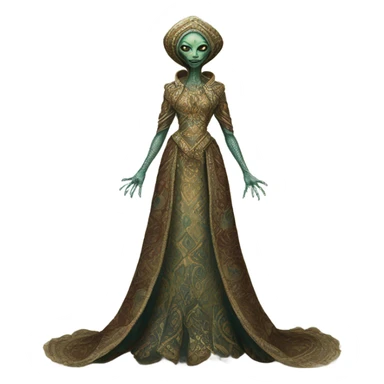 a Reptilian alien woman full body in Romanov dress sticker