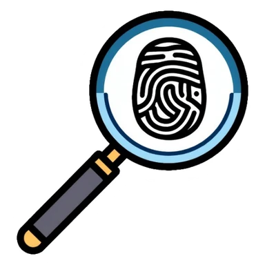 magnifying glass with fingerprint inside sticker