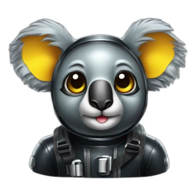 koala in black rubber shiny diving suit sticker