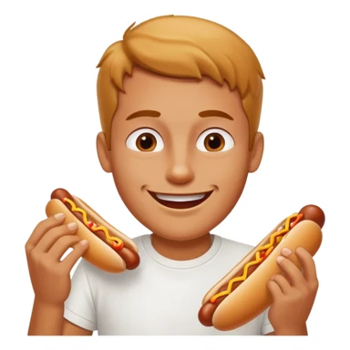 A man eating a chili-covered hot dog with delighted eyes.






















 sticker