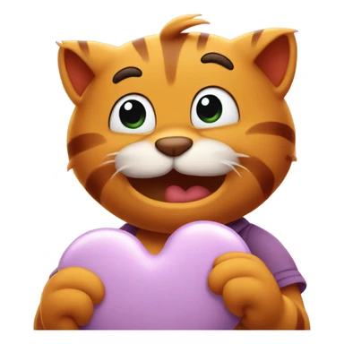 Garfield holding a heart sticker