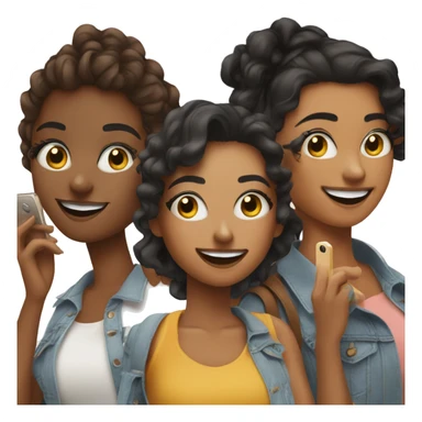 group of 3 influencers taking individual selfies or carrying shopping bags sticker