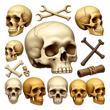 Symbolizing anthropology as a field of study, representing the human skull and bones, ancient artifacts, and diverse cultural symbols. Exploring human evolution, social structures, and the study of cultures throughout history. sticker