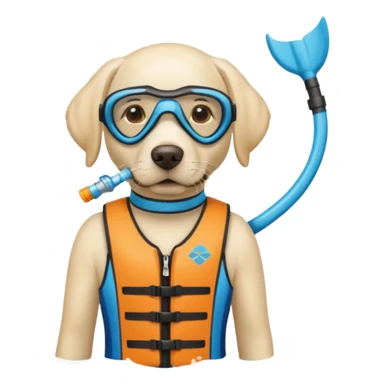White labrador with snorkel and and swimmers vest sticker
