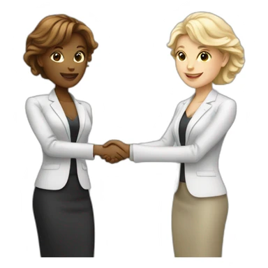 two white business women with different hair colors shaking hands sticker