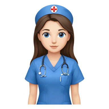 pretty brunette nurse with long hair blue sticker