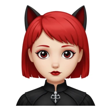 Chica blanca de pelo corto Wolf cut con la parte de abajo del pelo rojo y la cara redondeada ojos negros y ropa gotica  sticker