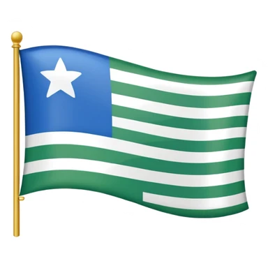 A flag with horizontal blue ,white ,green colour sticker