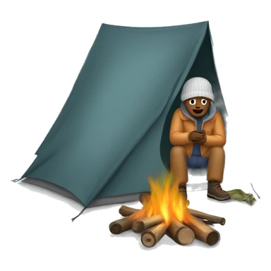 person camping in winter sticker
