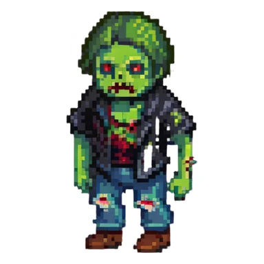 isometric zombie in torn clothes Project Zomboid style sticker